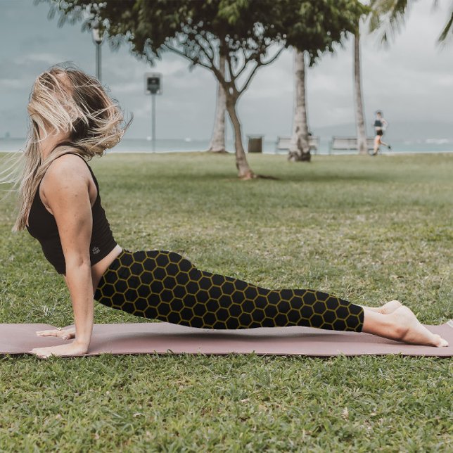 Legging Padrão simples e elegante de colmeia preto (Criador carregado)