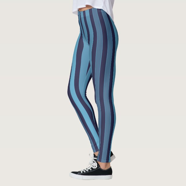 Legging Padrão simples listrado azul retrô (Esquerda)