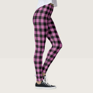 Legging Padrão Tartan de Xadrez Rosa Moderno