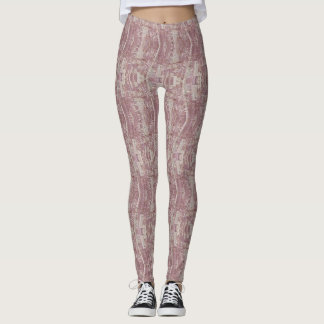 Legging Padrão Texturizado Abstrato Rosa Empoeirado