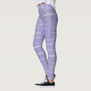 Legging Padrão Tipográfico de Palavras de Bem-Estar de Ate