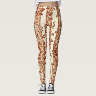 Legging Padrão Toile de Listra Floral Heritage Hen