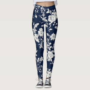 Legging Padrão Toile Floral Vintage Azul (12)