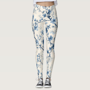 Legging Padrão Toile Floral Vintage Azul (4)