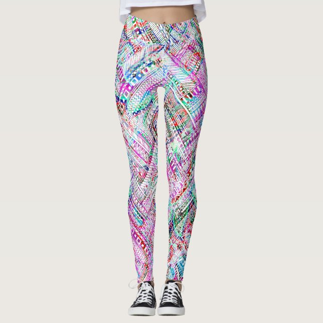 Legging Padrão tribal colorido bonito (Frente)