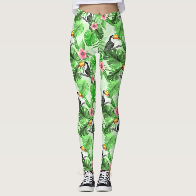 Legging Padrão tropical com tucano (Frente)