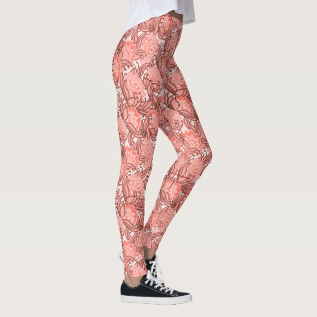 Legging Padrão Tropical Rosa e Coral (Direita)