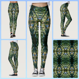 Legging Padrão Tropical Verde Boho Chic