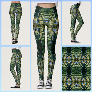 Legging Padrão Tropical Verde Boho Chic