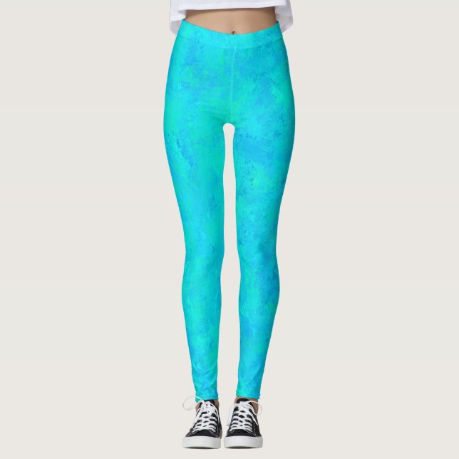 Legging Padrão Turquesa Blue Abstrato (Frente)