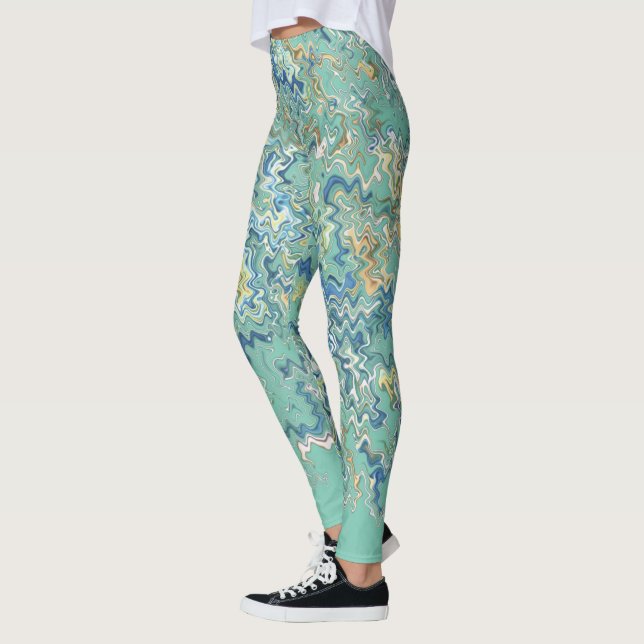Legging Padrão Único Chic Verde Turquesa Verde Azul Teal (Esquerda)