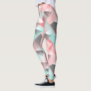 Legging Padrão Único de Arte Verde Cor-de-Rosa Cor-de-Ro