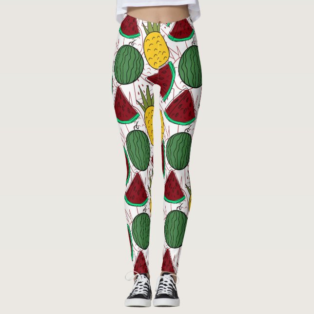 Legging padrão uniforme de fruta | padrão da superfície da (Frente)