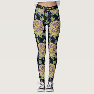 Legging Padrão uniforme floral grande floração personaliza