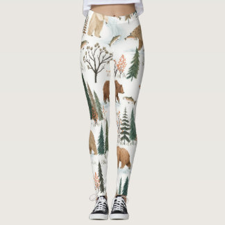Legging Padrão Urso da Floresta & Truta | Pi Fauna Florest