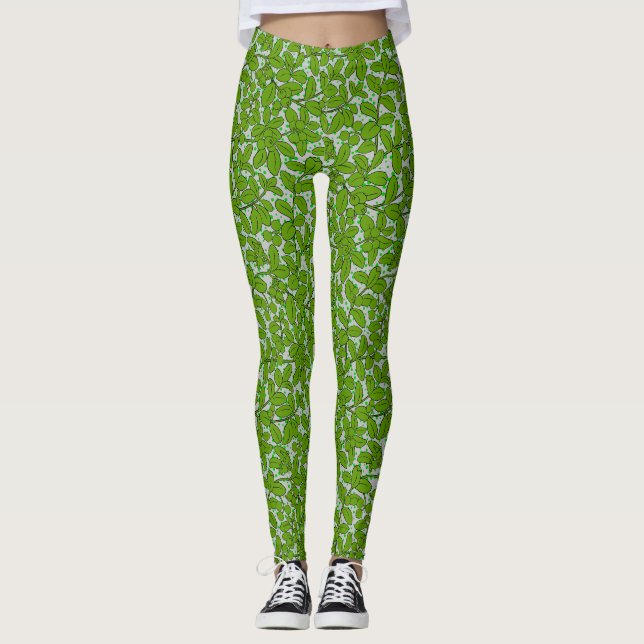 Legging Padrão vegetal A09.b Cinza BG (Frente)