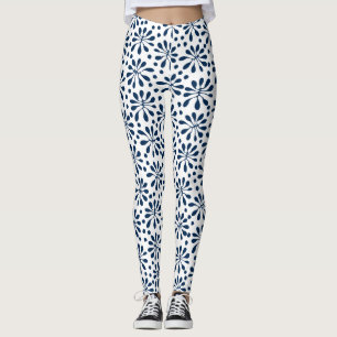 Legging Padrão Vegetal Estilizado 020818 - Marinho Azul #