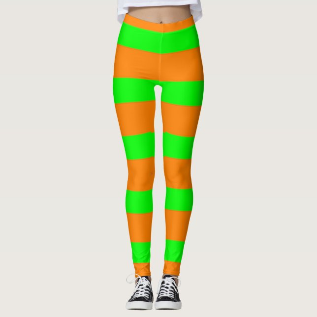 Legging Padrão Verde-Bruxa e Laranja (Frente)