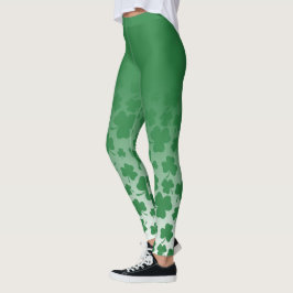 Legging Padrão Verde de Shamrock sobre branco