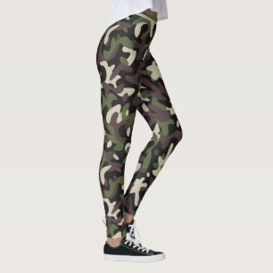 Legging Padrão Verde Marrom da Camuflagem Militar Moderna