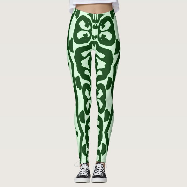 Legging Padrão verde sem falhas "Ratti_Creative_Arts" (Frente)