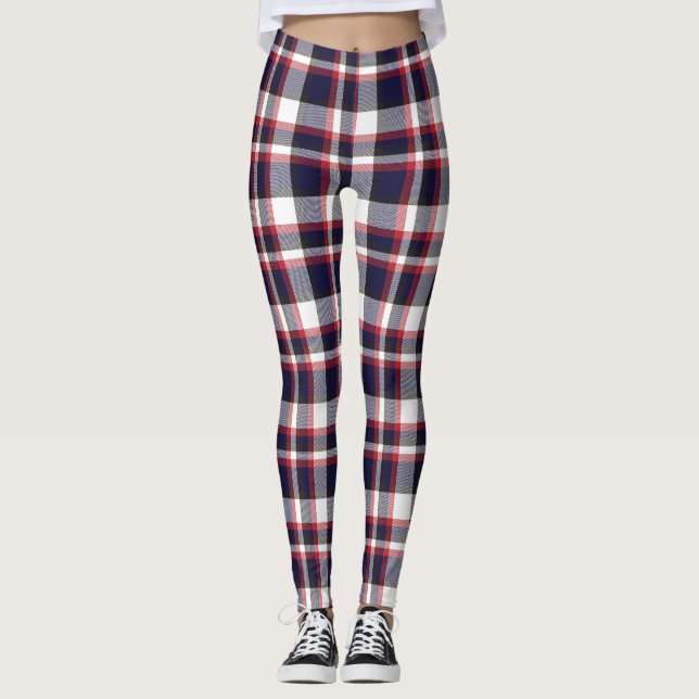 Legging Padrão Verificado de Tartan de Xadrez vermelha (Frente)