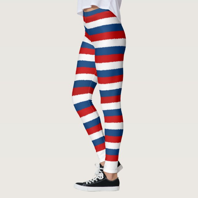 Legging Padrão Vermelho Branco Azul Strike (Esquerda)