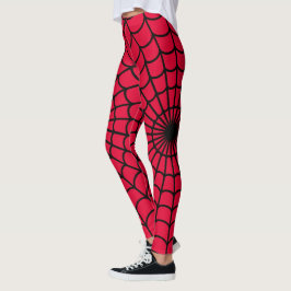 Legging Padrão Vermelho de Teia de Aranha