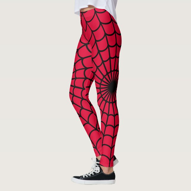 Legging Padrão Vermelho de Teia de Aranha (Esquerda)