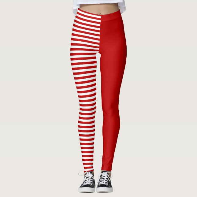 Legging Padrão Vermelho e Branco Estimulado Moderno Minima (Frente)