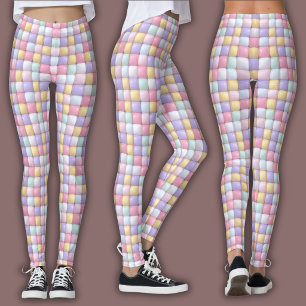 Legging Padrão Vibrante de Balas   Goma de Mascar Pastel