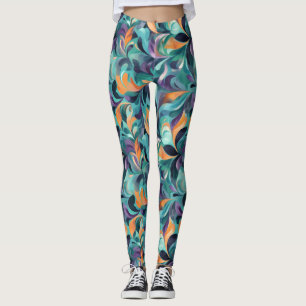 Legging Padrão Vibrante de inspiração de Abstrato Paisley