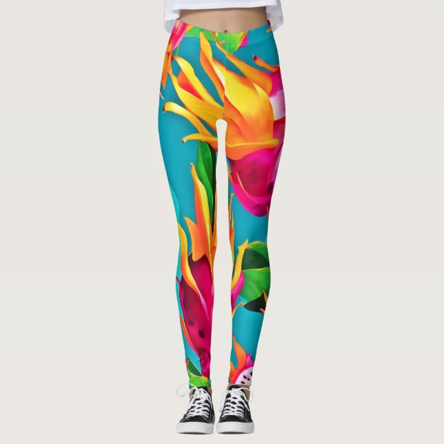 Legging Padrão Vibrante de Pitaya (Frente)