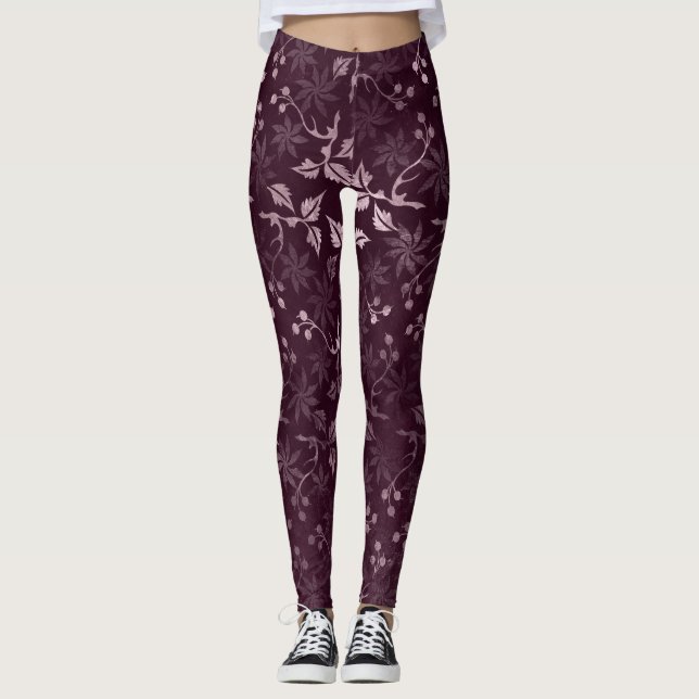 Legging Padrão Vinho de Amora  (Frente)