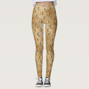Legging Padrão Vintage de Astrologia Sol Lua Celestial Dou