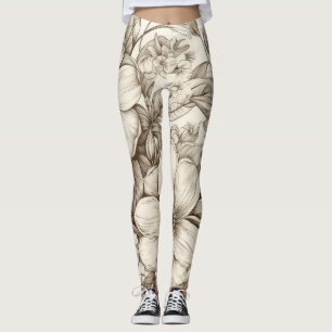 Legging Padrão Vintage Floral Sepia (13)