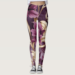 Legging Padrão Violet Dourado de orquídeas