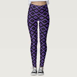Legging Padrão violeta e diamante preto