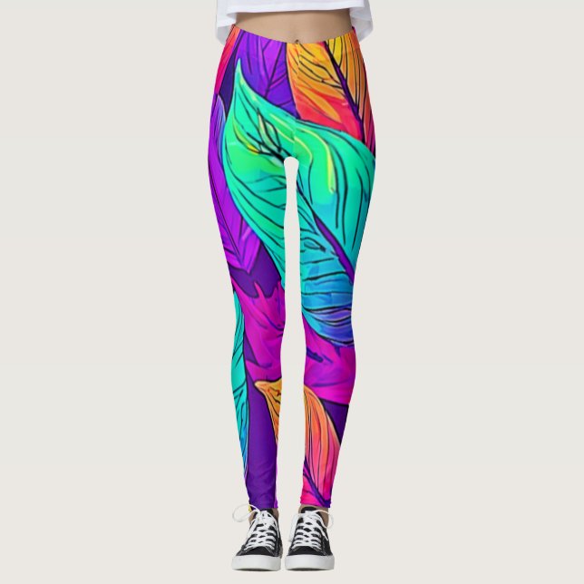 Legging Padrão Vivid Leaf (Frente)