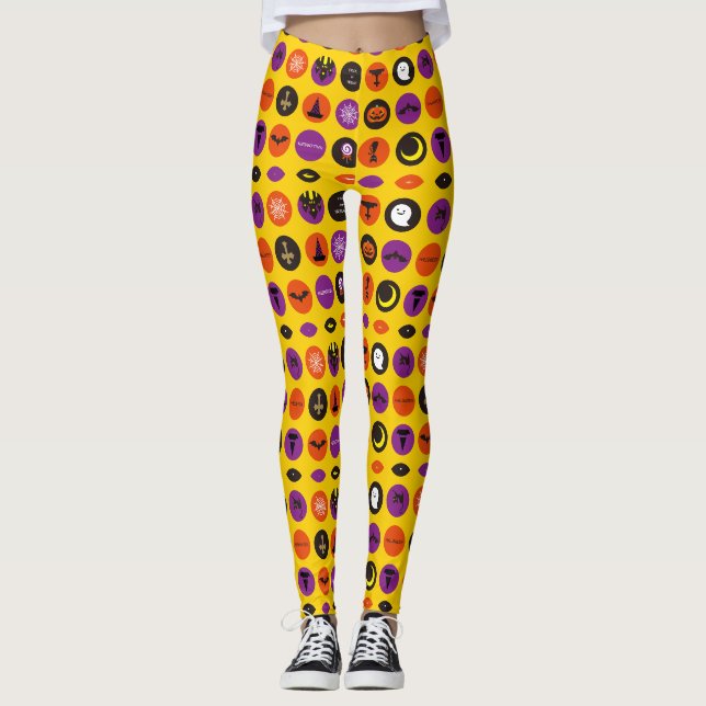 Legging Padrão Whimsical Cute Brito Amarelo (Frente)