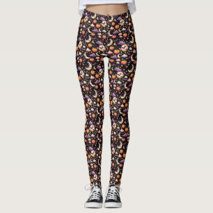 Legging Padrão Whimsical Halloween Night Sky