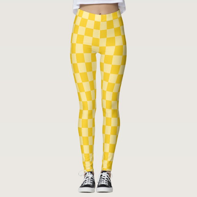Legging Padrão Xadrez Amarelo Alegre (Frente)