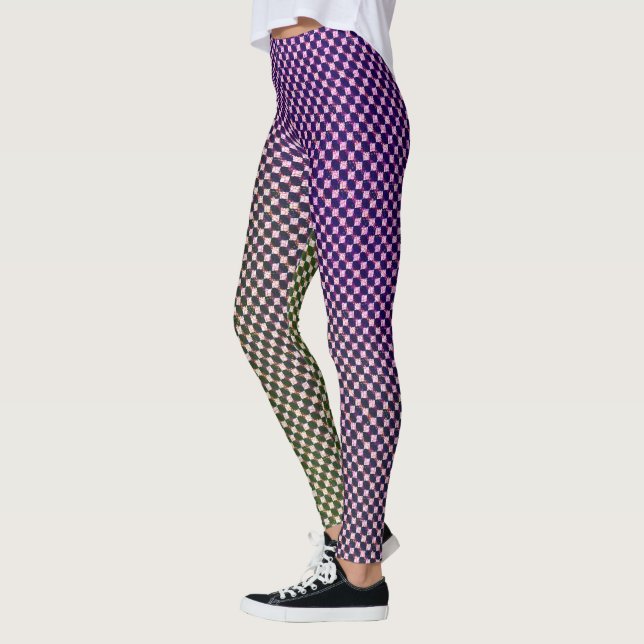 Legging Padrão Xadrez Gradiente Geométrico Abstrato 1278 (Esquerda)