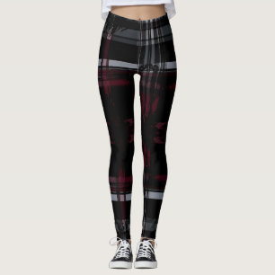 Legging Padrão Xadrez Grunge Gótico Esmagado Legal