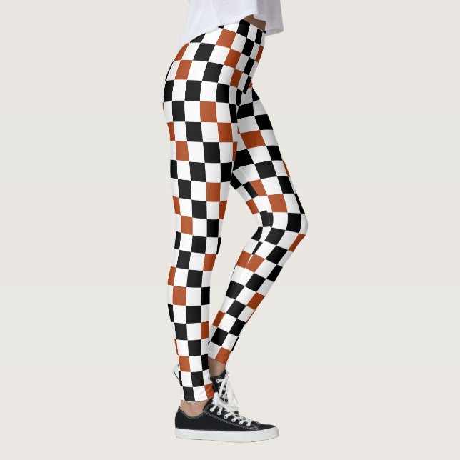Legging Padrão Xadrez Marrom Preto e Branco Design  (Direita)