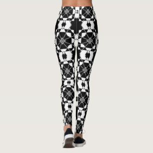 Legging Padrão xadrez retrô minimalista – Design monocromá