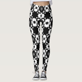 Legging Padrão xadrez retrô minimalista – Design monocromá