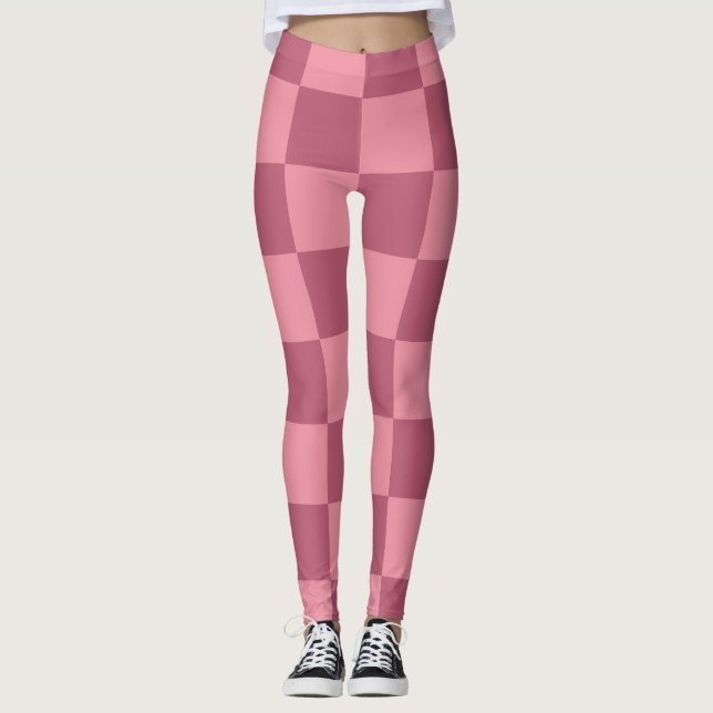 Legging Padrão Xadrez Rosa Minimalista (Frente)