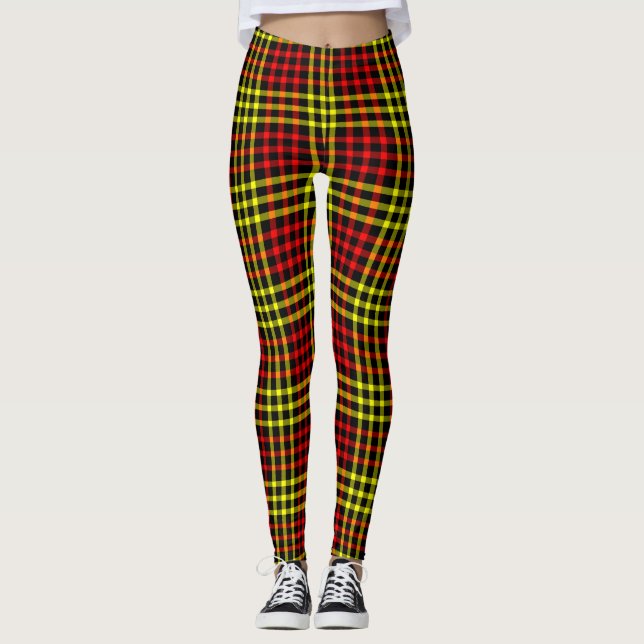 Legging Padrão Xadrez Seamless Amarelo Vermelho (Frente)
