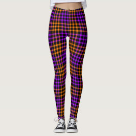 Legging Padrão Xadrez Seamless Laranja Roxo